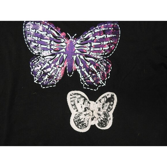 NWT Butterfly Graphic LS Layered Look Shirt Black Purple Size XXL Goth Y2K Jrs - Picture 9 of 10